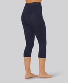 Bamboe 3/4 legging in marineblauw met marineblauwe elastische band voor dames