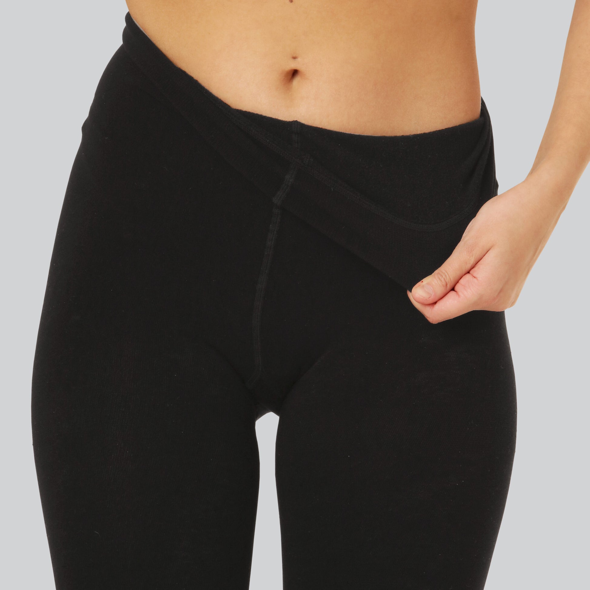 Zwarte bamboe panty met binnenvoering voor dames