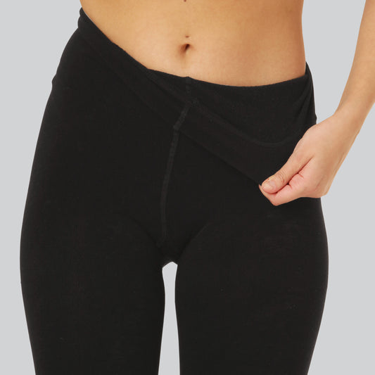 Zwarte bamboe panty met binnenvoering voor dames