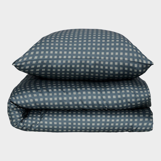 Bamboe beddengoed olijf/grijs geruit