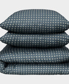 Bamboe tweepersoonsbedlinnen olijf/grijs geruit