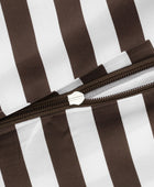 Bamboe beddengoed wit/bruin gestreept breed