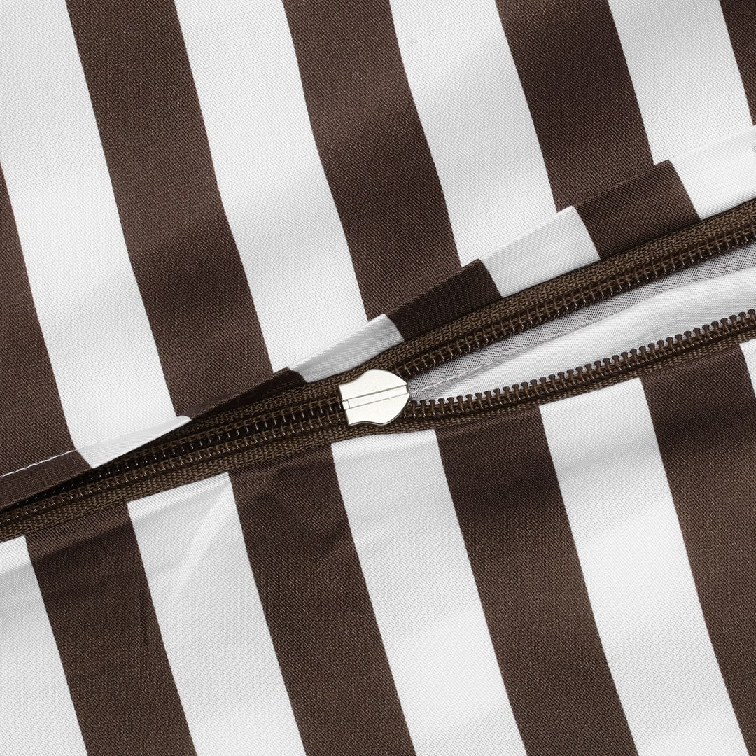 Bamboe beddengoed wit/bruin gestreept breed