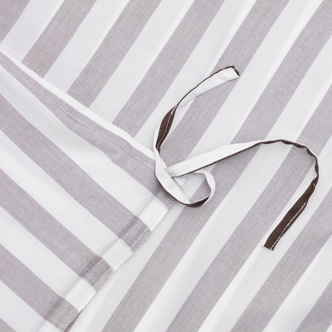 Bamboe beddengoed wit/bruin gestreept breed