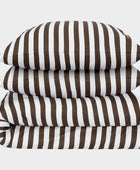 Bamboe tweepersoonsbedlinnen wit/bruin gestreept breed