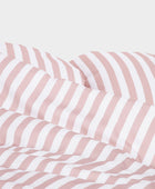 Bamboe beddengoed wit/oudroze gestreept breed