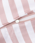 Bamboe beddengoed wit/oudroze gestreept breed