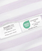 Bamboe beddengoed wit/oudroze gestreept breed