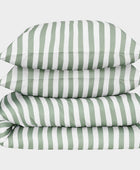 Bamboe tweepersoonsbedlinnen wit/olijfgroen gestreept breed