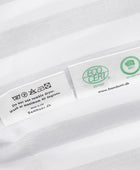 Bamboe beddengoed met witte/olijfkleurige strepen en brede randen