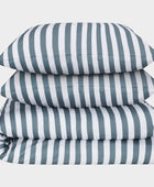 Bamboe tweepersoonsbedlinnen wit/grijs gestreept breed