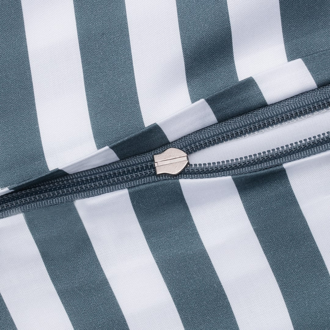 Bamboe beddengoed wit/grijs gestreept breed