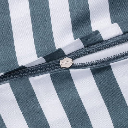 Bamboe beddengoed wit/grijs gestreept breed