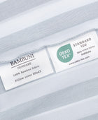 Bamboe beddengoed wit/grijs gestreept breed