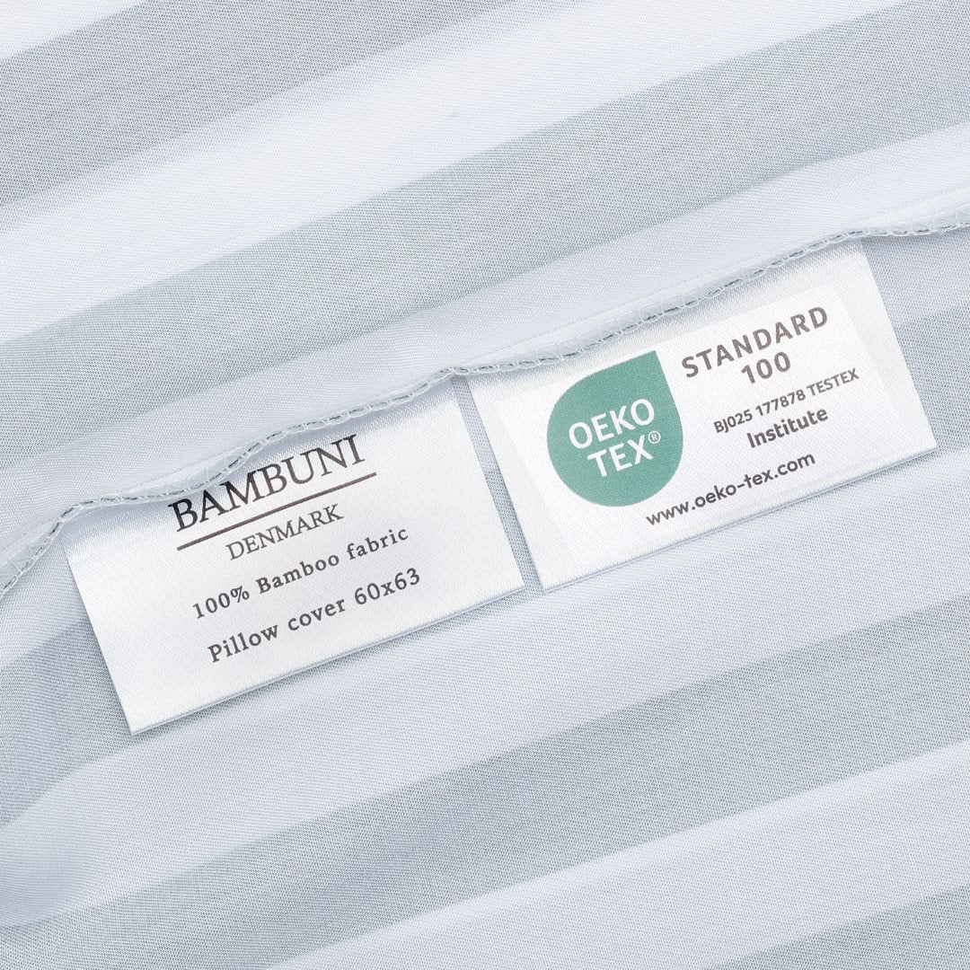 Bamboe beddengoed wit/grijs gestreept breed