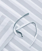 Bamboe beddengoed wit/grijs gestreept breed