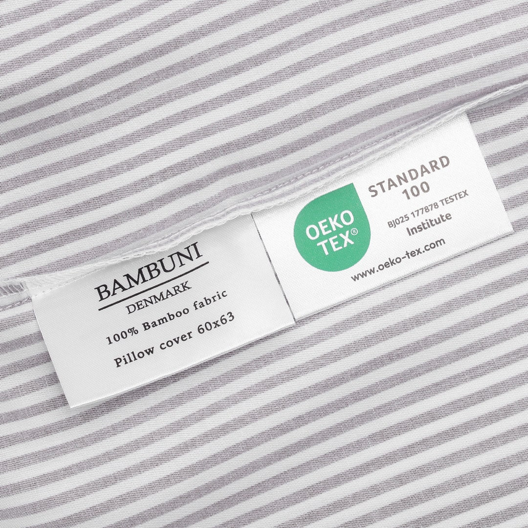 Bamboe beddengoed wit/bruin gestreept