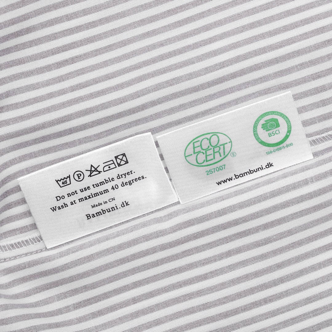 Bamboe beddengoed wit/bruin gestreept