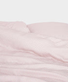 Bambus sengetøj hvid/gammel rosa stribet