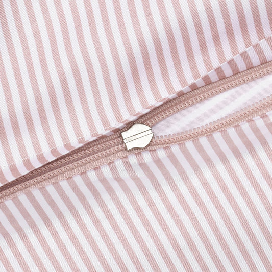 Bamboe beddengoed wit/oudroze gestreept