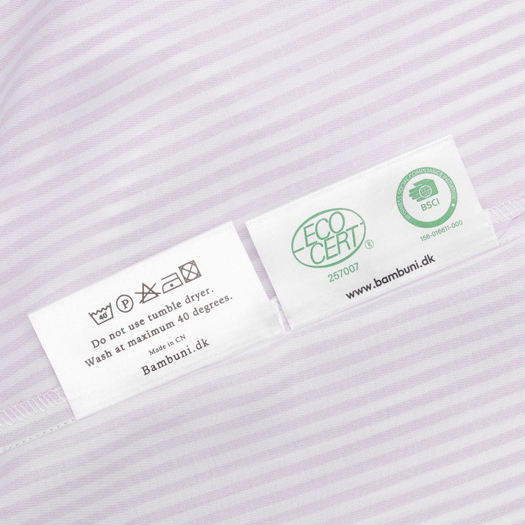 Bamboe beddengoed wit/oudroze gestreept