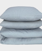 Bamboe tweepersoonsbedlinnen wit/grijsblauw gestreept