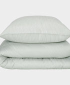 Bamboe beddengoed wit/olijfkleurig gestreept