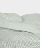 Bamboe beddengoed wit/olijfkleurig gestreept