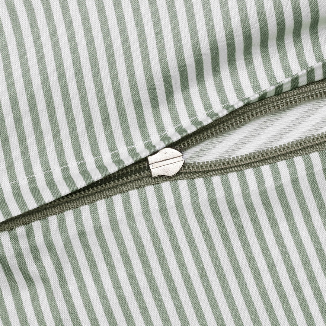 Bamboe beddengoed wit/olijfkleurig gestreept