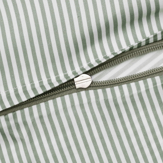 Bamboe beddengoed wit/olijfkleurig gestreept