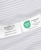 Bamboe beddengoed wit/olijfkleurig gestreept