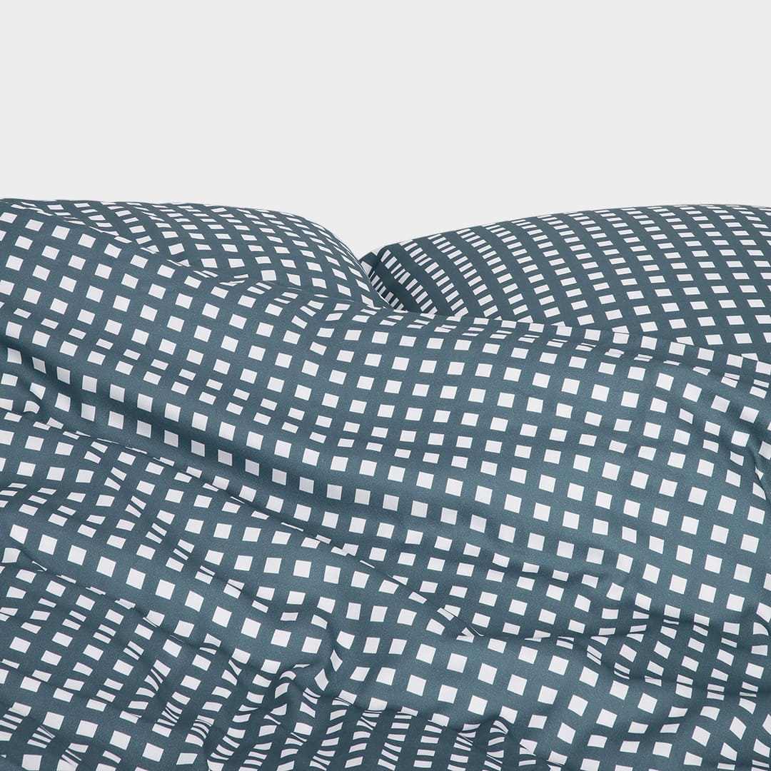 Bamboe beddengoed wit/grijs geruit