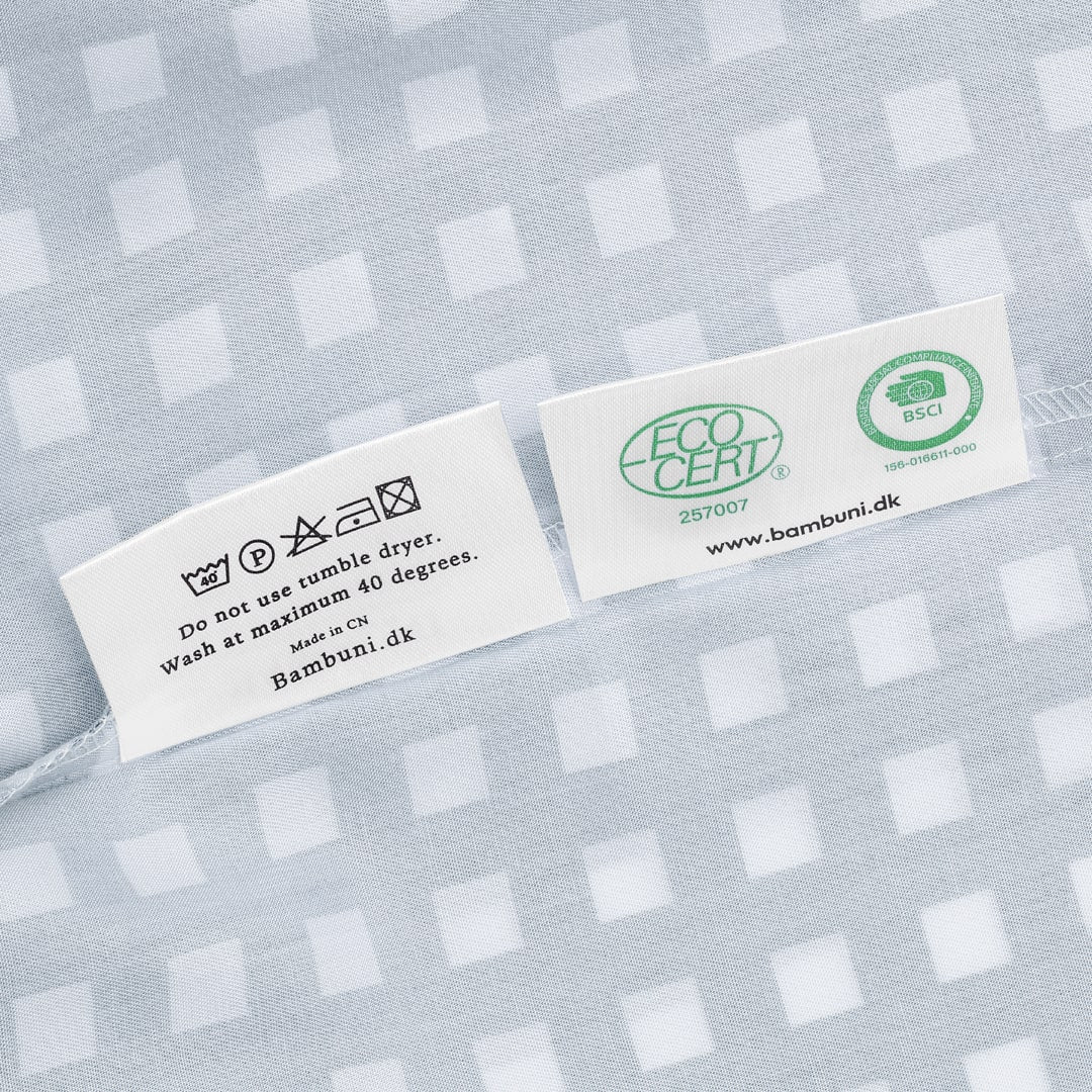 Bamboe beddengoed wit/grijs geruit