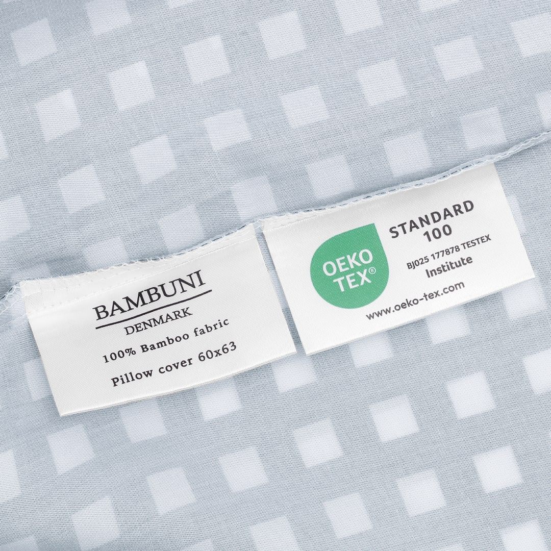 Bamboe beddengoed wit/grijs geruit