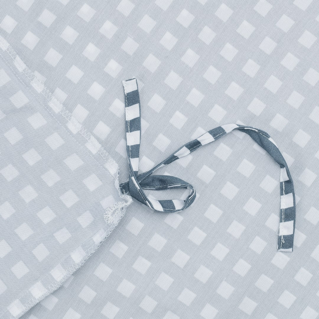 Bamboe beddengoed wit/grijs geruit