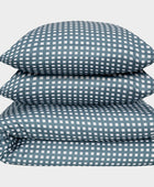 Bamboe tweepersoonsbedlinnen wit/grijs geruit