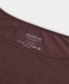 Damestop van bamboe in bordeauxrood met smalle bandjes