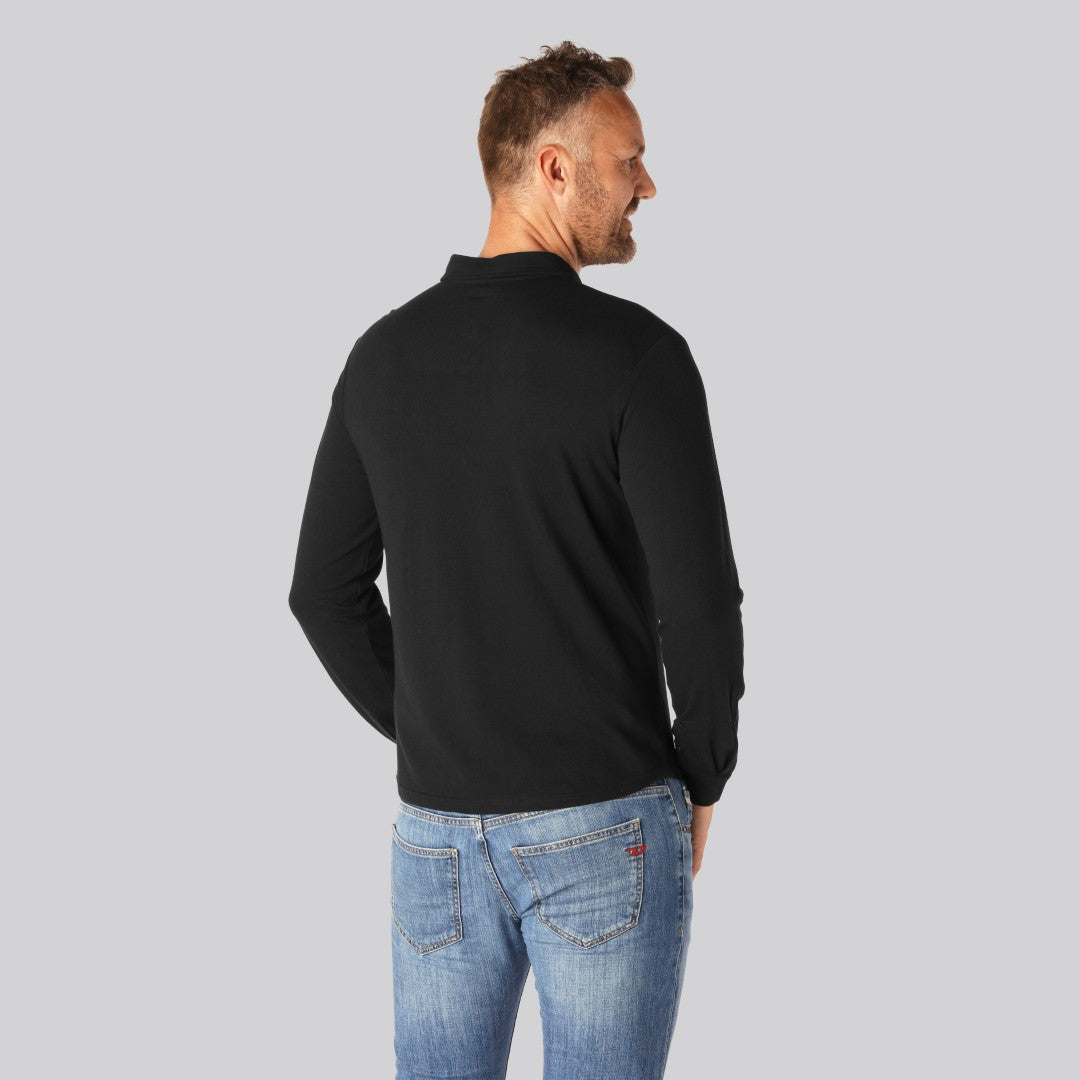 Bamboe poloshirt in zwart voor heren