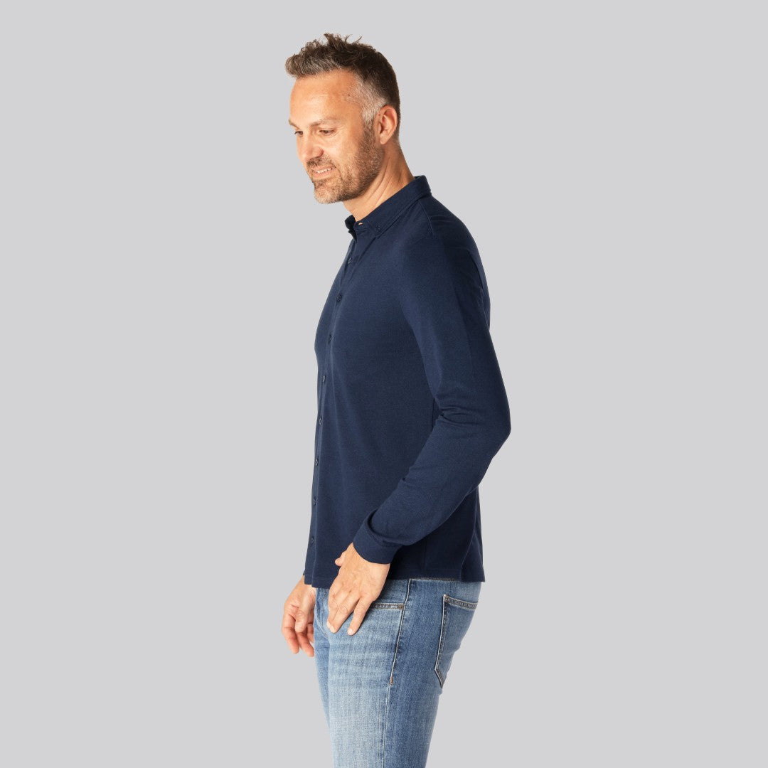 Herenpolo van bamboe in marineblauw