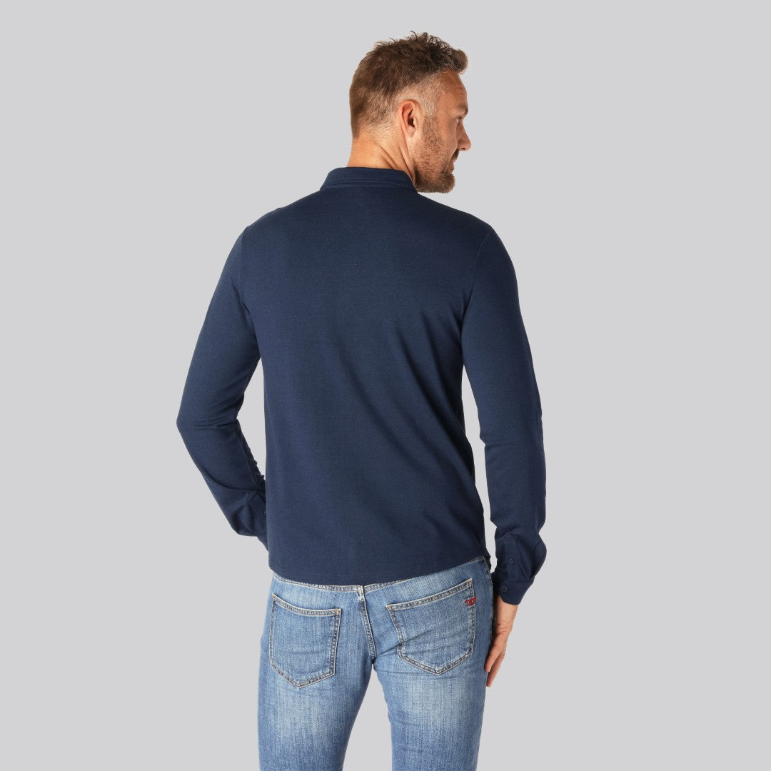 Herenpolo van bamboe in marineblauw