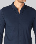 Herenpolo van bamboe in marineblauw