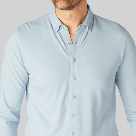 Bamboe poloshirt in lichtblauw voor heren