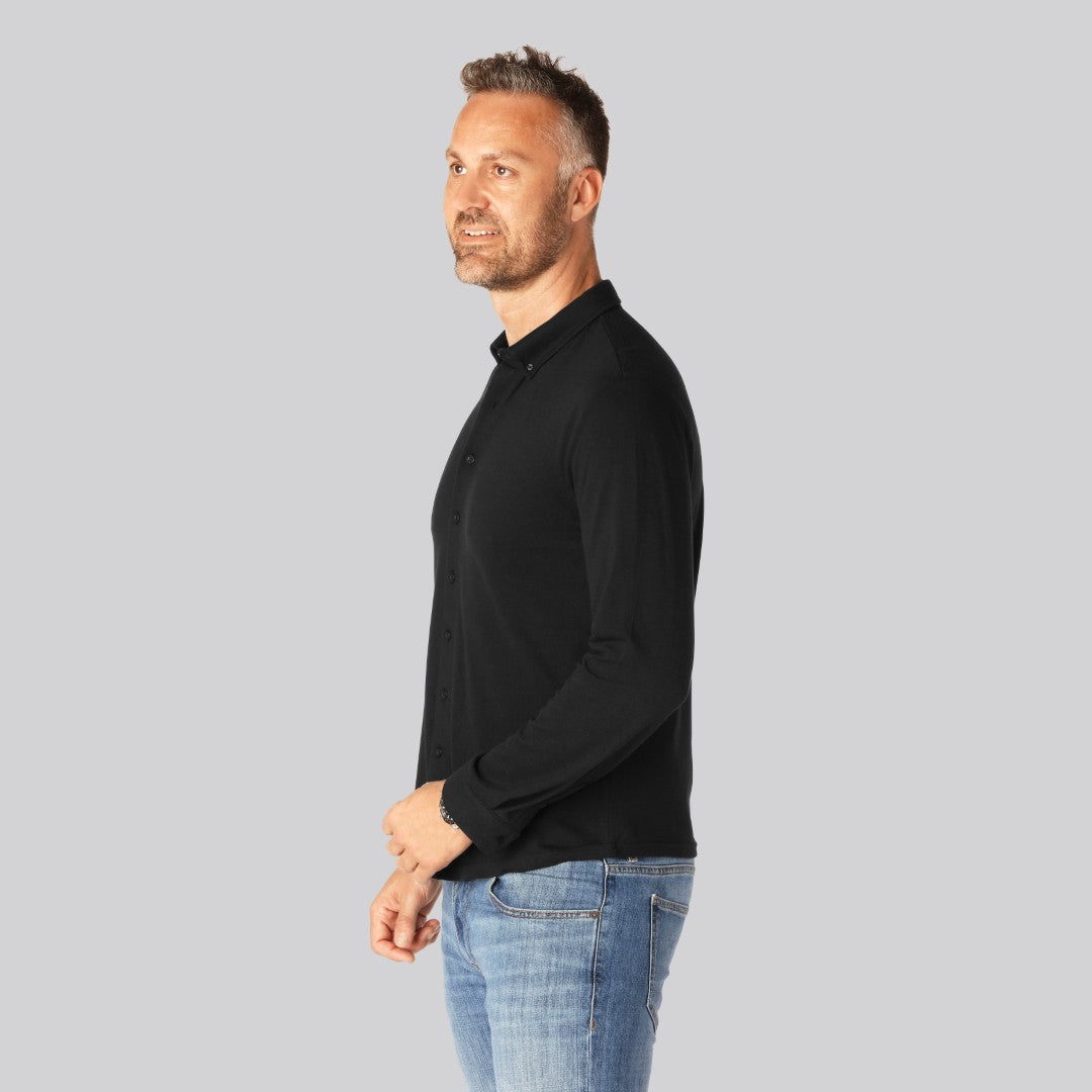 Bamboe poloshirt in zwart voor heren