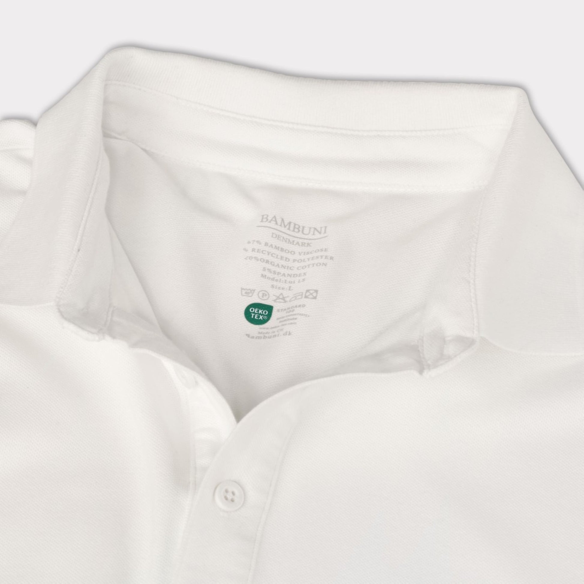 Witte polo met lange mouwen van bamboe voor heren