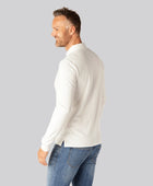 Witte polo met lange mouwen van bamboe voor heren