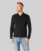 Zwarte polo met lange mouwen van bamboe voor heren