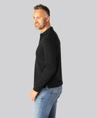 Zwarte polo met lange mouwen van bamboe voor heren