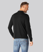 Zwarte polo met lange mouwen van bamboe voor heren