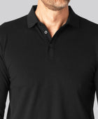 Zwarte polo met lange mouwen van bamboe voor heren
