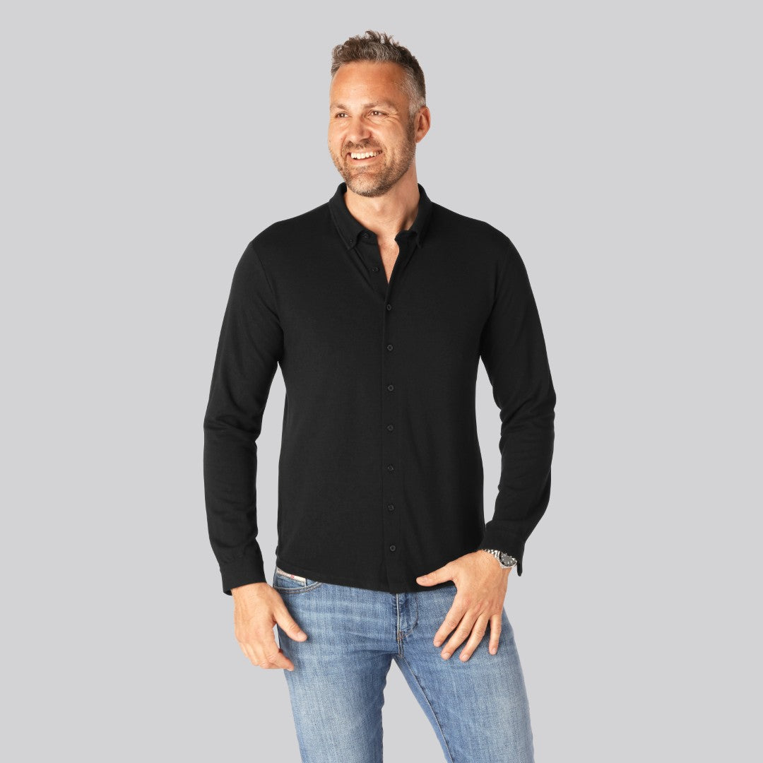 Bamboe poloshirt in zwart voor heren